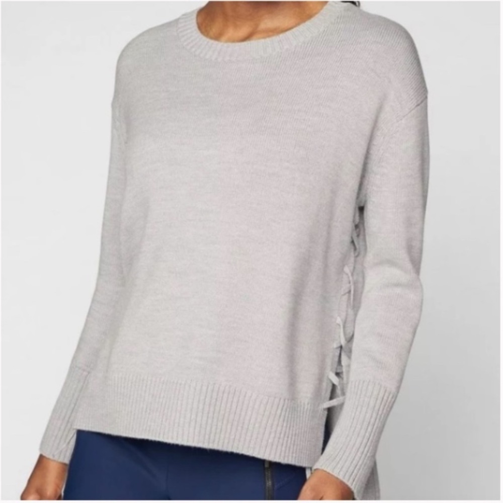 Athleta Nopa Gray Merino Wool Side Tie Sweater